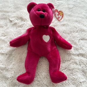 Ty Beanie Babies Valentina Bear Rare Tag Error 1998/1999 Fuchsia